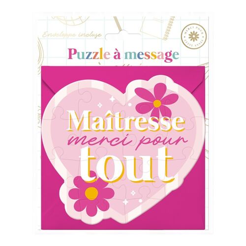 CARTE PUZZLE CUR MESSAGE MERCI MAÎTRESSE 14CM