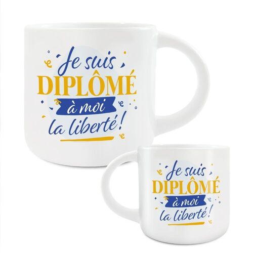 MUG CÉRAMIQUE JE SUIS DIPLÔMÉ 40CL BLANC