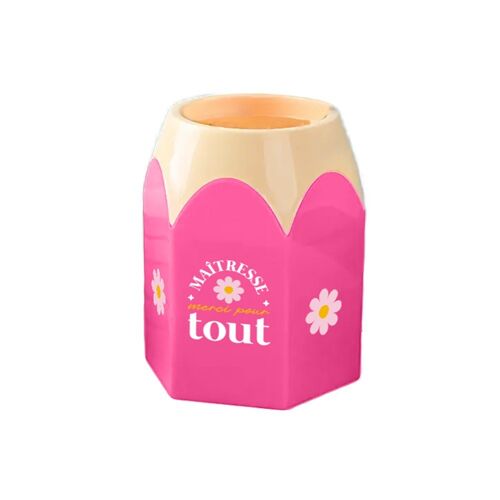 Pot À Crayon Maîtresse Merci Pour Tout 12cm Rose