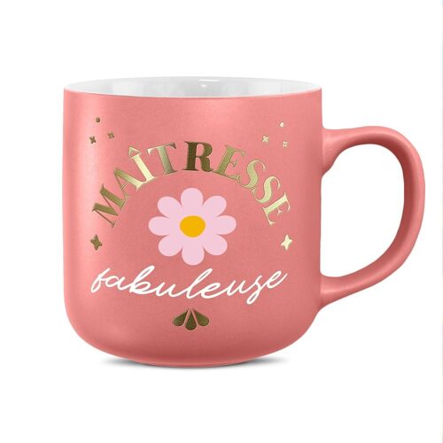 MUG CÉRAMIQUE MAÎTRESSE FABULEUSE 40CL CORAIL MAT