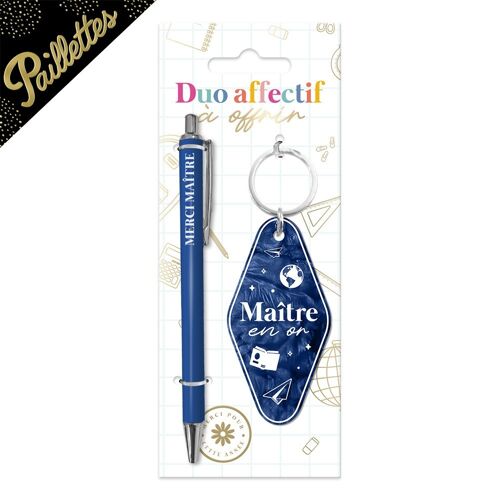 STYLO PORTE-CLEFS MOTEL PAILLETTES MAÎTRE BLEU
