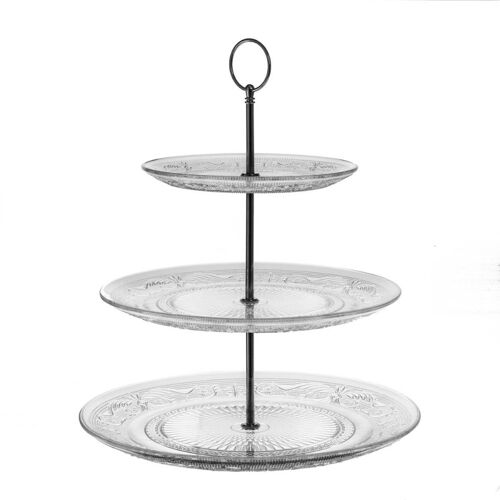 SERVITEUR PRÉSENTOIR GÂTEAUX 3 ÉTAGES INOX 32CM