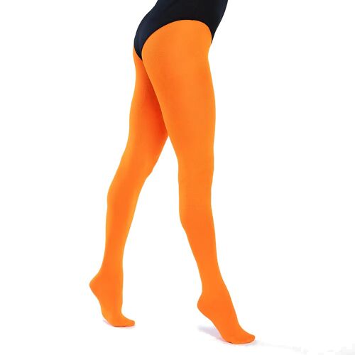 Paire De Collants Opaques Nylon Orange Fluo Femme