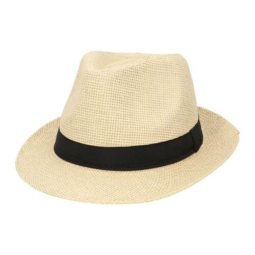 Chapeau Panama Beige Bande Noire Adulte