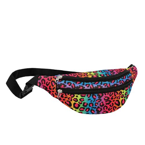SAC BANANE LÉOPARD ARC-EN-CIEL UV ANNÉE 90 ADULTE