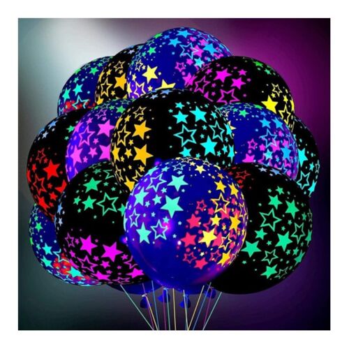 10 BALLONS ÉTOILES FLUO UV NÉON MULTICOLORE 30CM