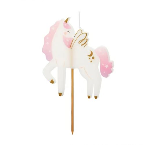 BOUGIE CIRE ANNIVERSAIRE LICORNE 9CM BLANC