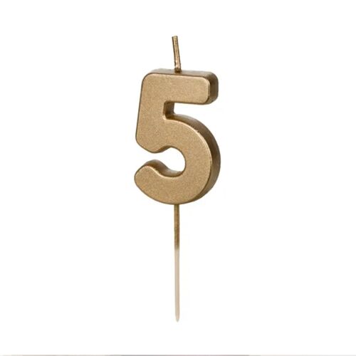 BOUGIE CHIFFRE 5 CIRE ANNIVERSAIRE 4.5CM OR