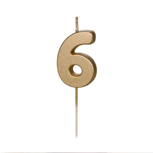 BOUGIE CHIFFRE 6 CIRE ANNIVERSAIRE 4.5CM OR