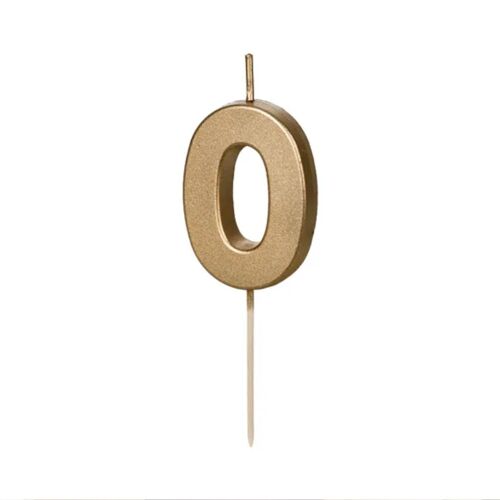 BOUGIE CHIFFRE 0 CIRE ANNIVERSAIRE 4.5CM OR