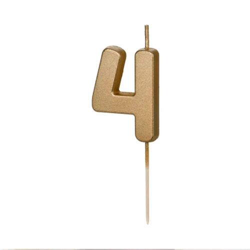 BOUGIE CHIFFRE 4 CIRE ANNIVERSAIRE 4.5CM OR