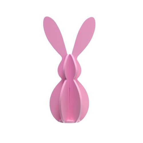 DÉCO LAPIN SILHOUETTE BOIS 12CM ROSE