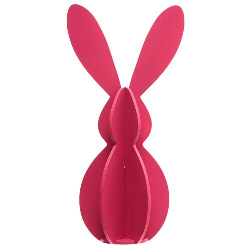 DÉCORATION LAPIN SILHOUETTE BOIS 20.5CM FUCHSIA