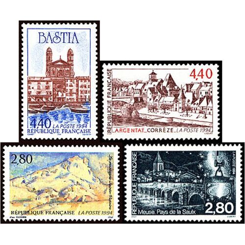 France 1994, Très Belle Série Touristique Complète Neuve** Luxe Yvert 2891 Montagne Sainte Victoire, 2892 Pays De La Saulx, 2893 Bastia Et 2894 Argentat.