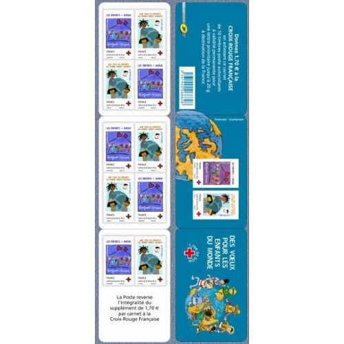 France 2007, Très Belle Bande Carnet Croix Rouge Neuve** Luxe Yvert 2056, 10 Timbres Auto-Adhésifs Validité Permanente 4125 Et 4126, "Des Voeux Pour Les Enfants Du Monde", Collection Ou Affranchisst.