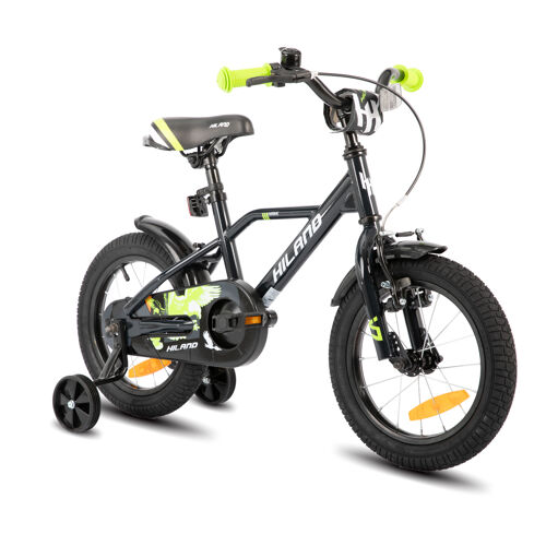 Hiland Vélo Enfant 16 Pouces Pour Garçons De 4 À 7 Ans, Avec Roulettes, Frein À Main Et Frein À Rétropédalage – Noir