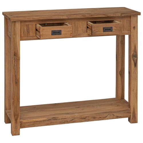 vidaXL Table console Naturel 90 x 30 x 80 cm Bois de teck massif