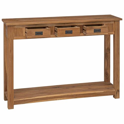 vidaXL Table console Naturel 110 x 30 x 80 cm Bois de teck massif
