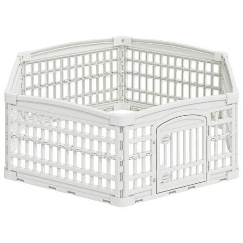 Vidaxl Parc De Jeu Pour Chiens À 6 Panneaux Blanc 122 X 106 X 40 Cm