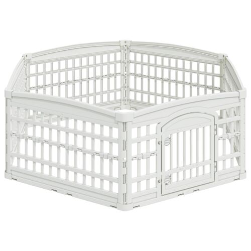 Vidaxl Parc De Jeu Pour Chiens À 6 Panneaux Blanc 179 X 151 X 58 Cm
