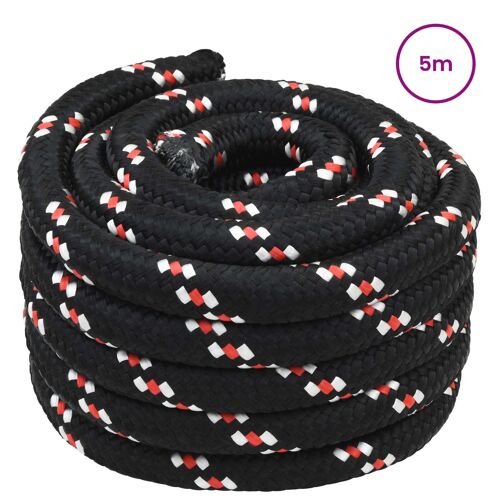vidaXL Corde de bateau 5 m 3 Noir et Rouge PP