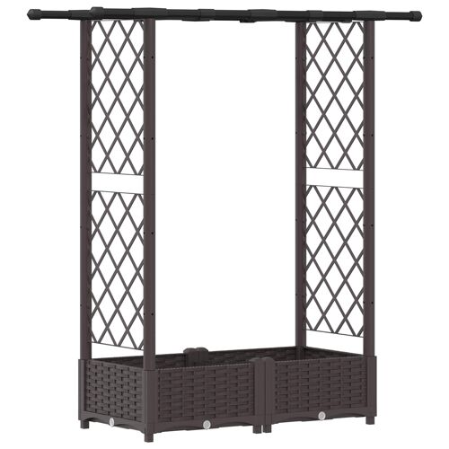 vidaXL Lit Élevé avec Treillis et Toit Marron 122,5 x 40 x 123 cm PP
