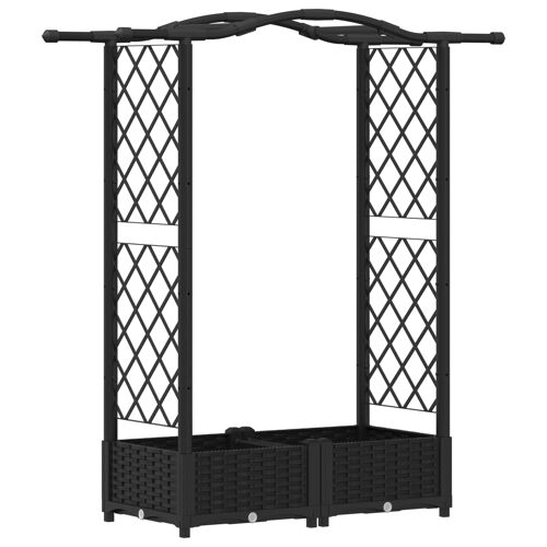vidaXL Lit Élevé avec Treillis et Toit Noir 124 x 40 x 125 cm PP