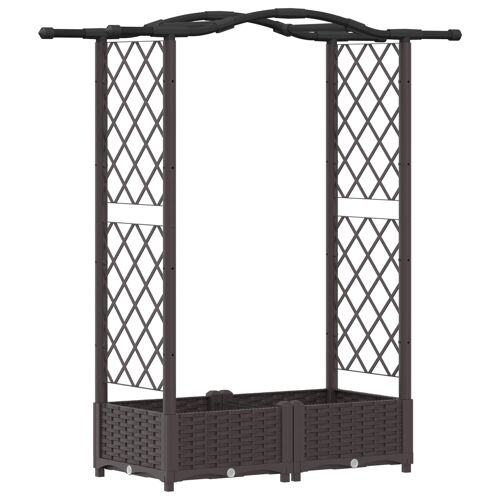 vidaXL Lit Élevé avec Treillis et Toit Marron 124 x 40 x 125 cm PP