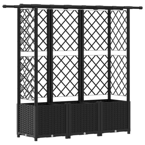 vidaXL Lit Élevé avec Treillis et Toit Noir 162,5 x 40 x 138 cm PP