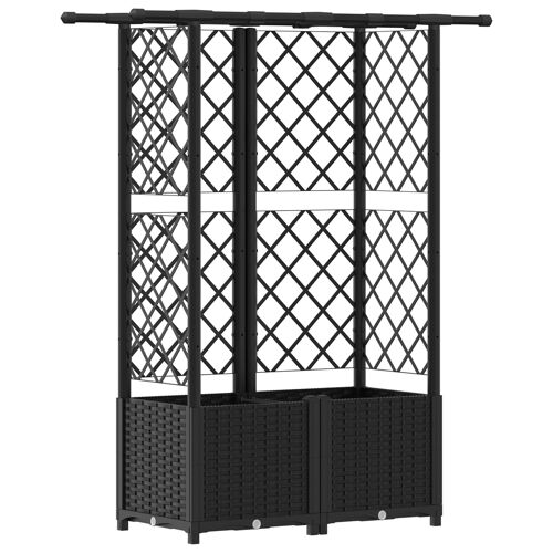 vidaXL Lit Élevé avec Treillis et Toit Noir 124,5 x 40 x 138 cm PP