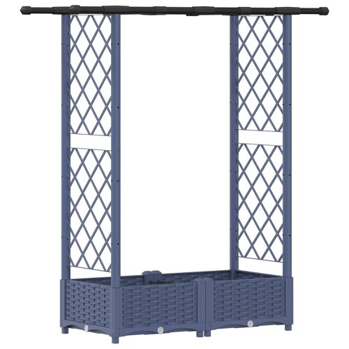 vidaXL Lit Élevé avec Treillis et Toit Gris 122,5 x 40 x 123 cm PP