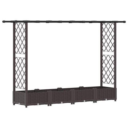 vidaXL Lit Élevé avec Treillis et Toit Marron 203 x 40 x 123 cm PP