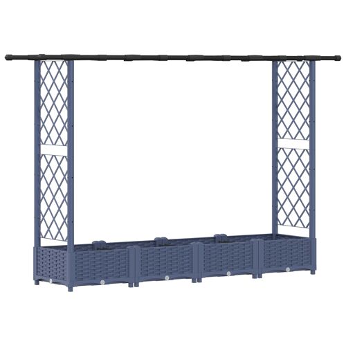 vidaXL Lit Élevé avec Treillis et Toit Gris 203 x 40 x 123 cm PP