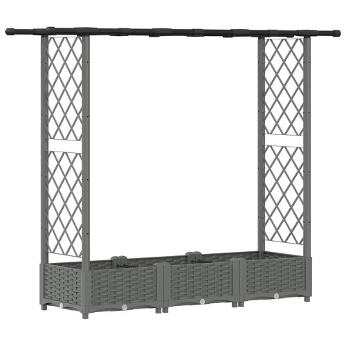 vidaXL Lit Élevé avec Treillis et Toit Gris clair 164 x 40 x 123 cm PP