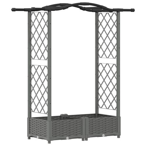 vidaXL Lit Élevé avec Treillis et Toit Gris clair 124 x 40 x 125 cm PP