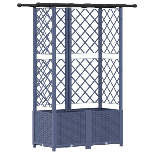 vidaXL Lit Élevé avec Treillis et Toit Gris 124,5 x 40 x 138 cm PP