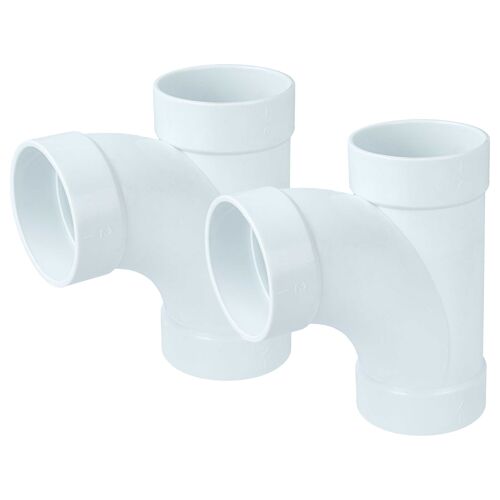 vhbw 2x raccord T en PVC pour aspiration centrale 50,8 mm de diamètre / 2 '' système de tube rond