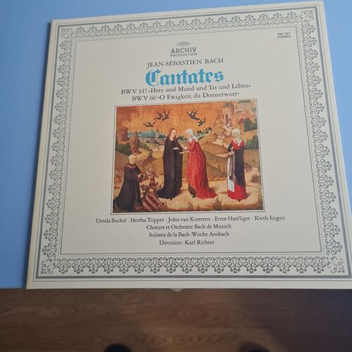 "Cantates" De Jean Sebastien Bach Sous La Direction De Karl Richter. Coeur & Orchestre Bach De Munich. (Face 1 : Cantate Pour Le Fête De La Visitation À La Vierge. Face 2 : Dimanche Après La Trinité)