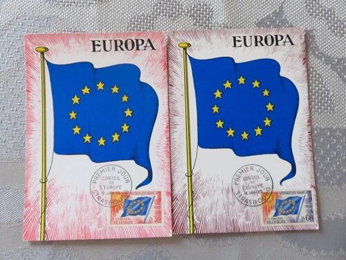 Lot De 2 Cartes Maximum ( 1er Jour ) "Conseil De L'Europe"- 16/01/1965