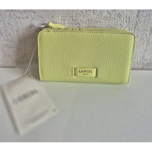 portefeuille lancel ninon compact zippe cuir citron vert neuf etiquette