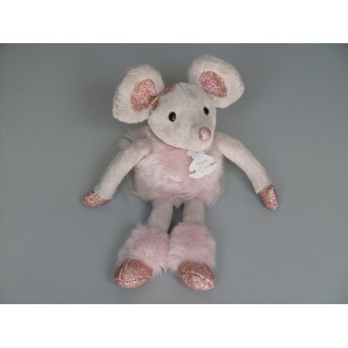 Doudou souris Histoire d'Ours grise fourrure rose paillettes