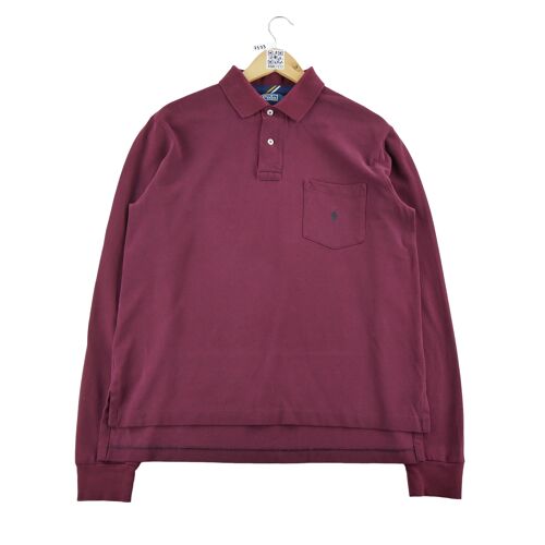 Reconditionné - Polo Manches Longues Homme Bordeaux - Taille M - Homme - Bordeaux