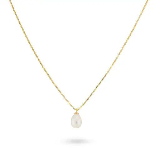 Collier Femme 24kae 32478y En Argent Doré - Chaîne Fine Et Pendentif Perle De Culture