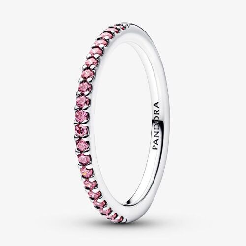 Bague Femme Pandora Éternité En Argent - Demi-Alliance Pavée De Cristaux Roses