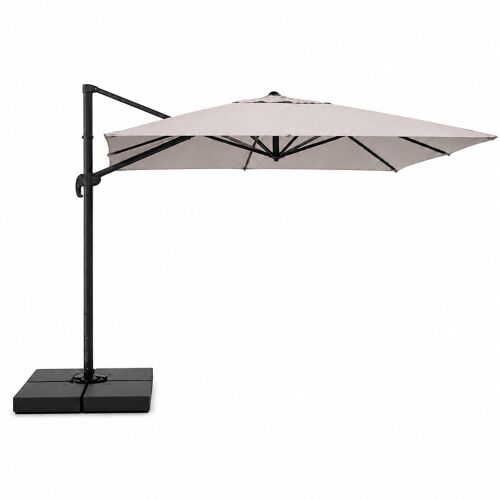 Cezir - Parasol Rectangulaire 3x4 Déporté Rotatif Gris En Aluminium