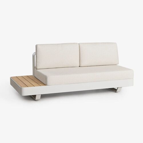Canapé modulable 2 places en aluminium avec table d'appoint gauche en bois de teck Yarilo