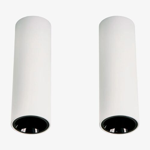 Pack de 2 appliques de plafond LED de surface ronds Ø4 cm en aluminium Luisiana Blanc - Noir