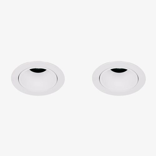 Pack de 2 downlights LED encastrables avec cadres ronds Ø5 cm en aluminium Luisiana Blanc