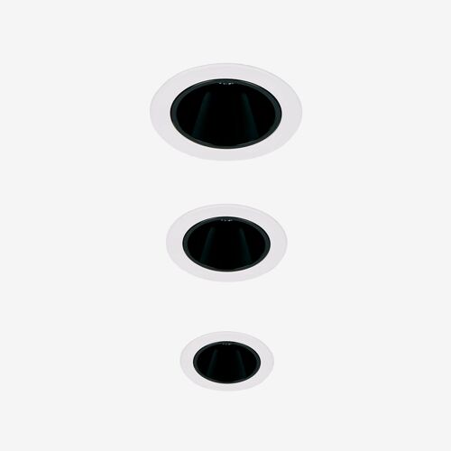 Pack de 3 downlights LED encastrables avec cadres ronds Ø5 cm en aluminium Luisiana Blanc - Noir