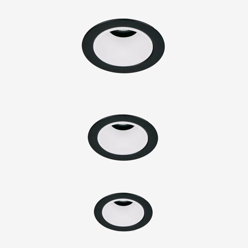 Pack de 3 downlights LED encastrables avec cadres ronds Ø5 cm en aluminium Luisiana Noir - Blanc